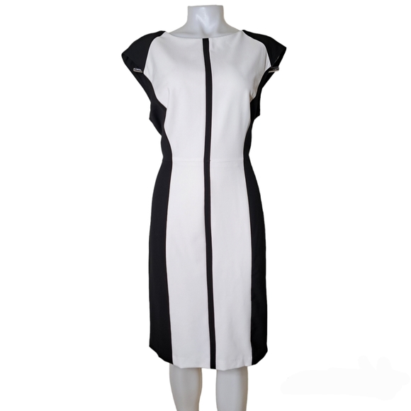 Calvin Klein Dresses & Skirts - Calvin Klein Women's Black & White Sleeveless Zipper Dress Size 14